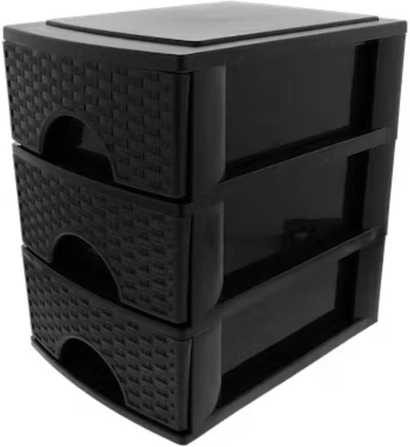 Rattan Ladekast Zwart Kast met lades Opbergkast Ladesysteem