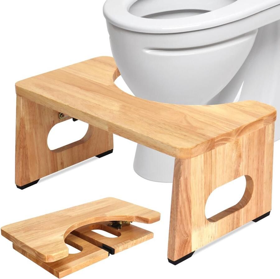 RayLove Houten Toiletkruk – Toiletkruk voor Volwassenen – Opvouwbare Houten Toiletkruk – Squatty Poop Kruk