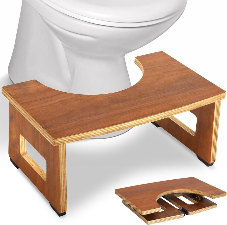 RayLove Houten Toiletkruk – Toiletkruk voor Volwassenen – Opvouwbare Houten Toiletkruk – Squatty Poop Kruk