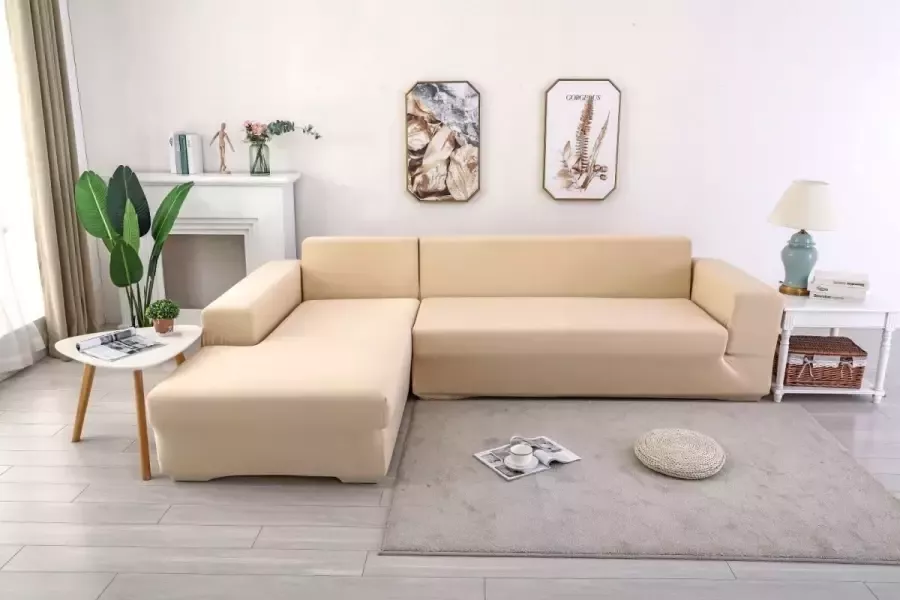 RAYMIE Bankhoes Beige 4-Zits (230-280cm) Meubelhoes Zetelbeschermer Verschillende maten Bescherming van je zetel