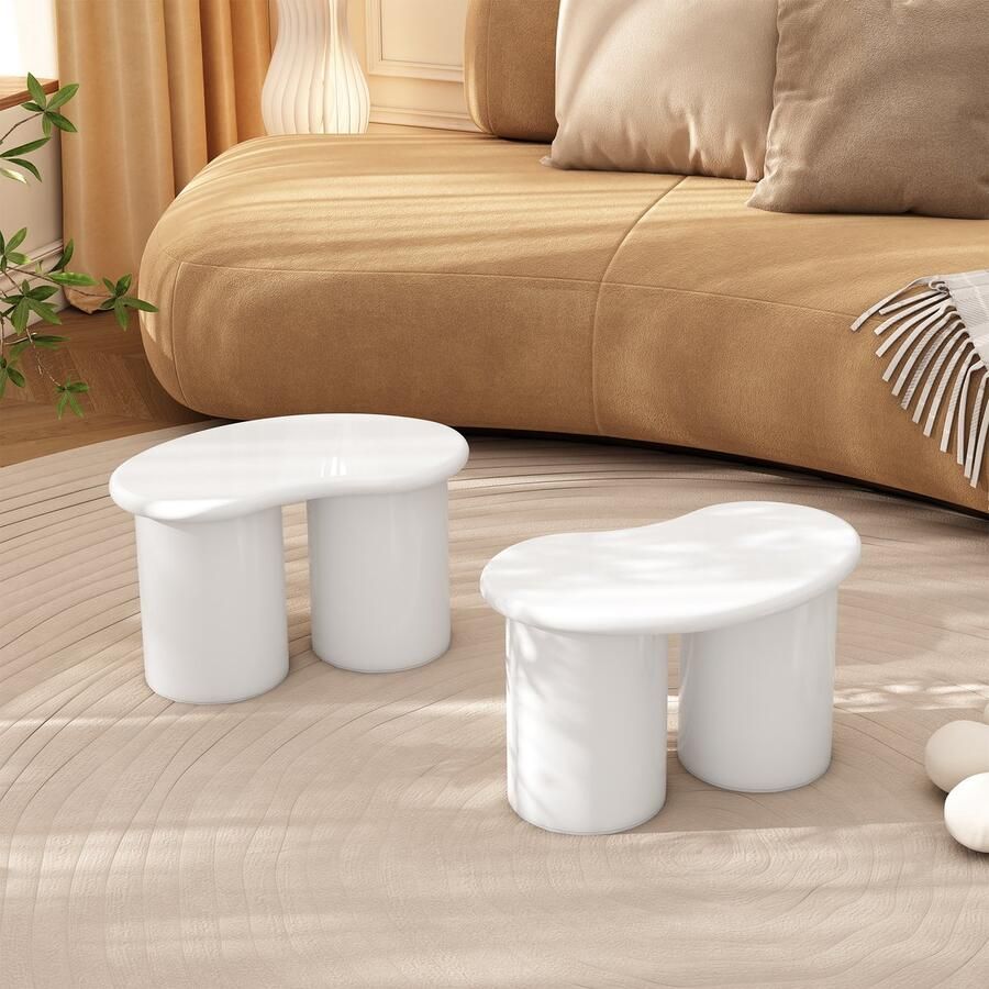 Re-purelife 2 Moderne Witte Krukjes 42x22 5x24 5 cm – Creatief & Uniek Design – Lichtgewicht Duurzaam & Gemakkelijk Schoon te Maken – Set van 2 Multifunctionele Poefs