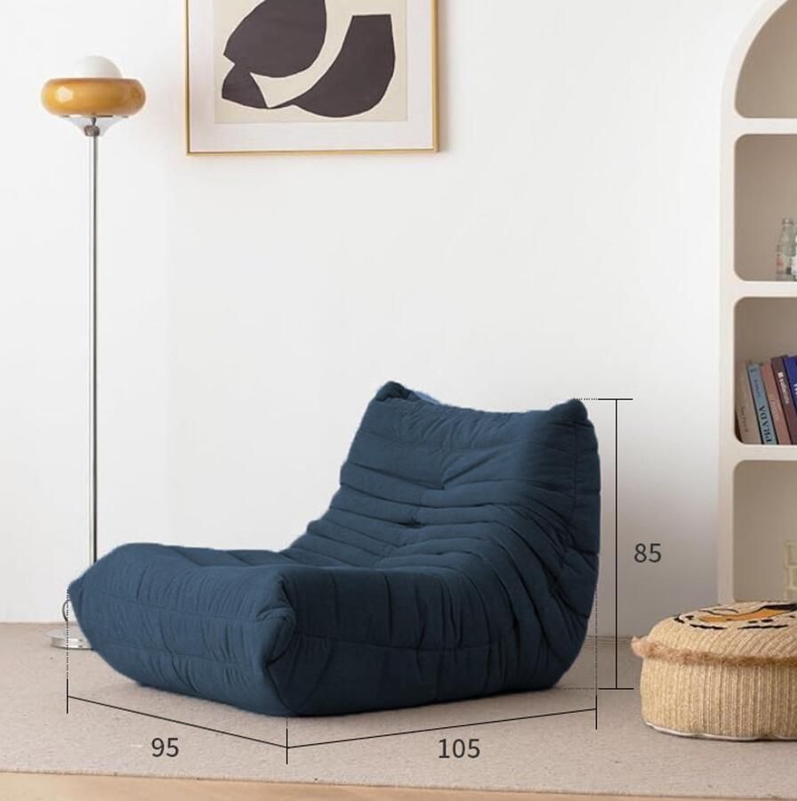 Re-purelife Super Comfortabele Lounge Sofa 105x95x85 cm – Comfortabele Lazy Sofa met Memory Foam – Ergonomisch & Ruimtebesparend Loungebank Zitzakstoel & Relaxfauteuil – Geen Montage Nodig – Ideaal voor Woonkamer & Slaapkamer Donkerblauw