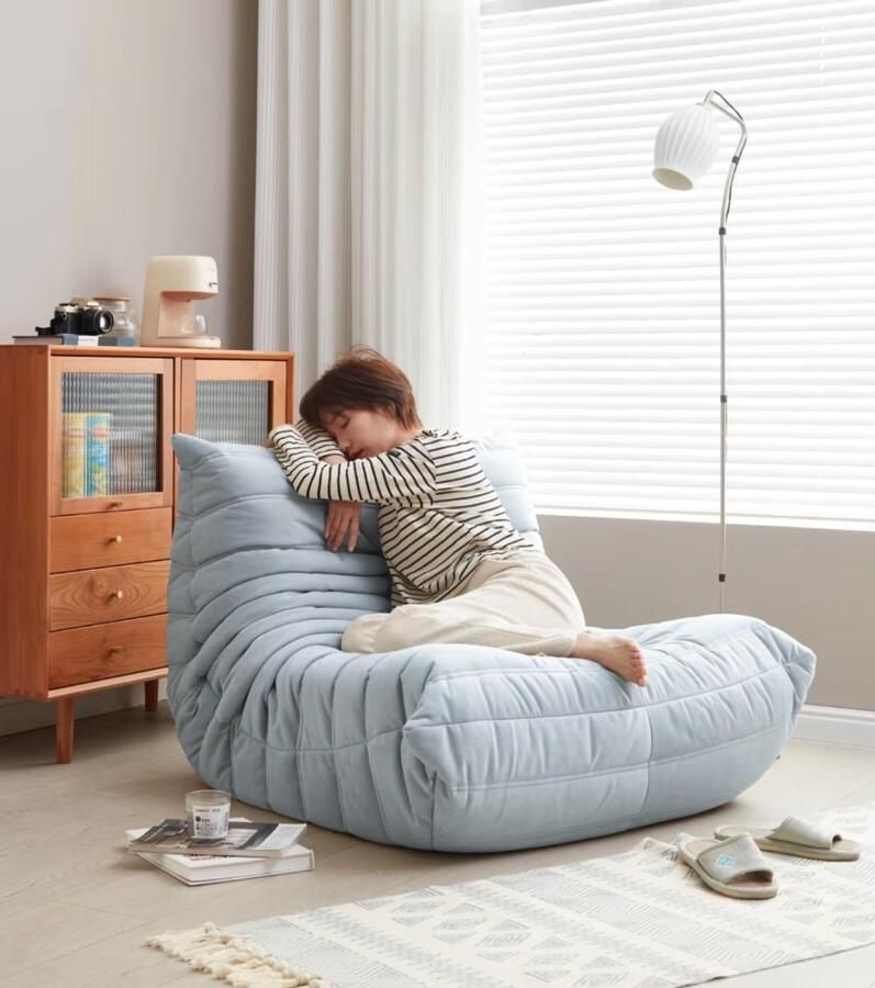 Re-purelife Super Comfortabele Lounge Sofa 105x95x85 cm – Comfortabele Lazy Sofa met Memory Foam – Ergonomisch & Ruimtebesparend Loungebank Zitzakstoel & Relaxfauteuil – Geen Montage Nodig – Ideaal voor Woonkamer & Slaapkamer Lichtblauw