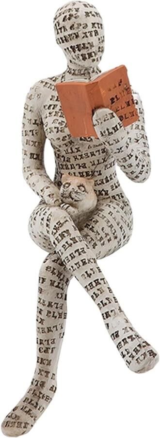 Resin Reading Woman Figurine Handmade Abstract Thinking Sculpture Innovative Lady Reading Pulp Molding Bookshelf Ornaments Home Decoration