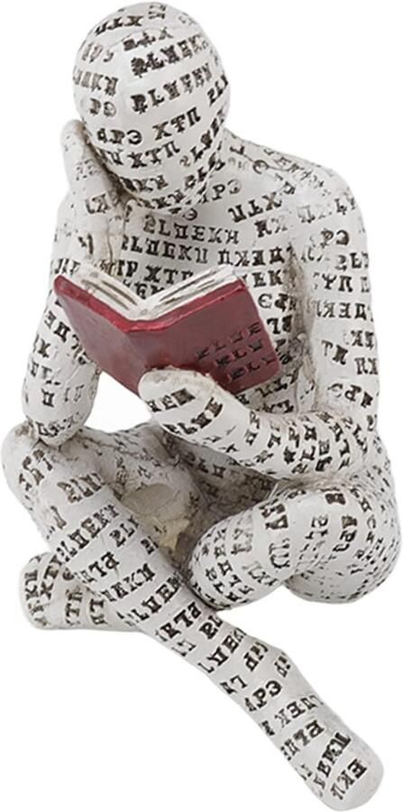 Resin Reading Woman Figurine Handmade Abstract Thinking Sculpture Innovative Lady Reading Pulp Molding Bookshelf Ornaments voor Home Decoratie