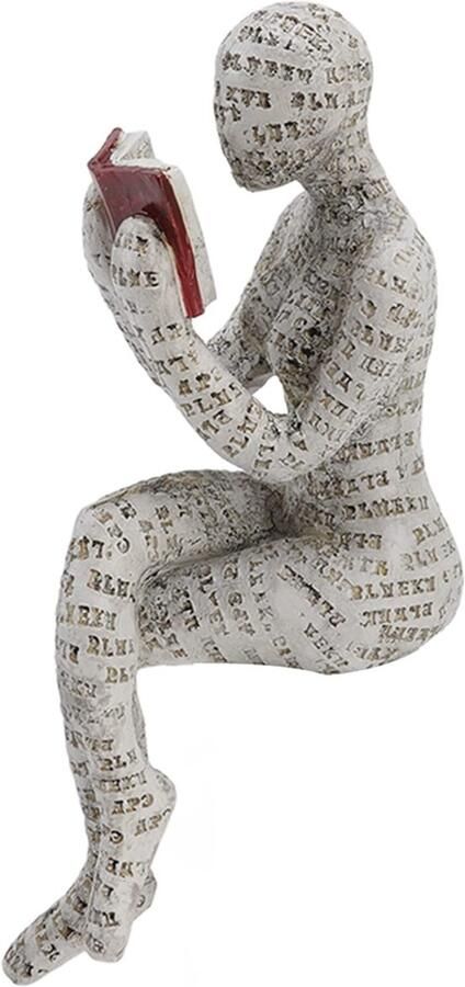 Reading Woman Figurine Innovative Lady Reading Pulp Molding Bookshelf Ornaments for Home Decoration (D)