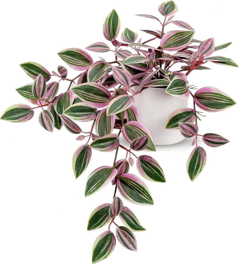 Realistische nepplanten Kunstplanten in keramische potten Koord van planten nep potplanten Tradescantia Zebrina voor binnen buiten thuiskantoor badkamer keuken bureau decoratie