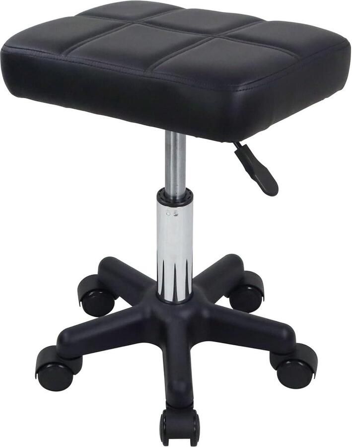 Rechthoek Rolling Kruk Met Wielen Hoogte Verstelbare Draaibare Kruk Stoel Voor Spa Salon Massage Zwart Verstelbaar en Draaibaar