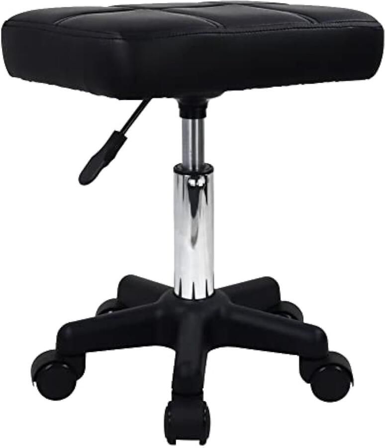 Rechthoek Rolling Kruk Met Wielen Hoogte Verstelbare Draaibare Kruk Stoel Voor Spa Salon Massage Zwart