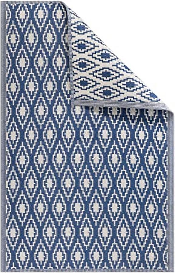 Rechthoekig Buitentapijt voor Tuin en Balkon 120 x 180 cm Modern Patroon in Blauw