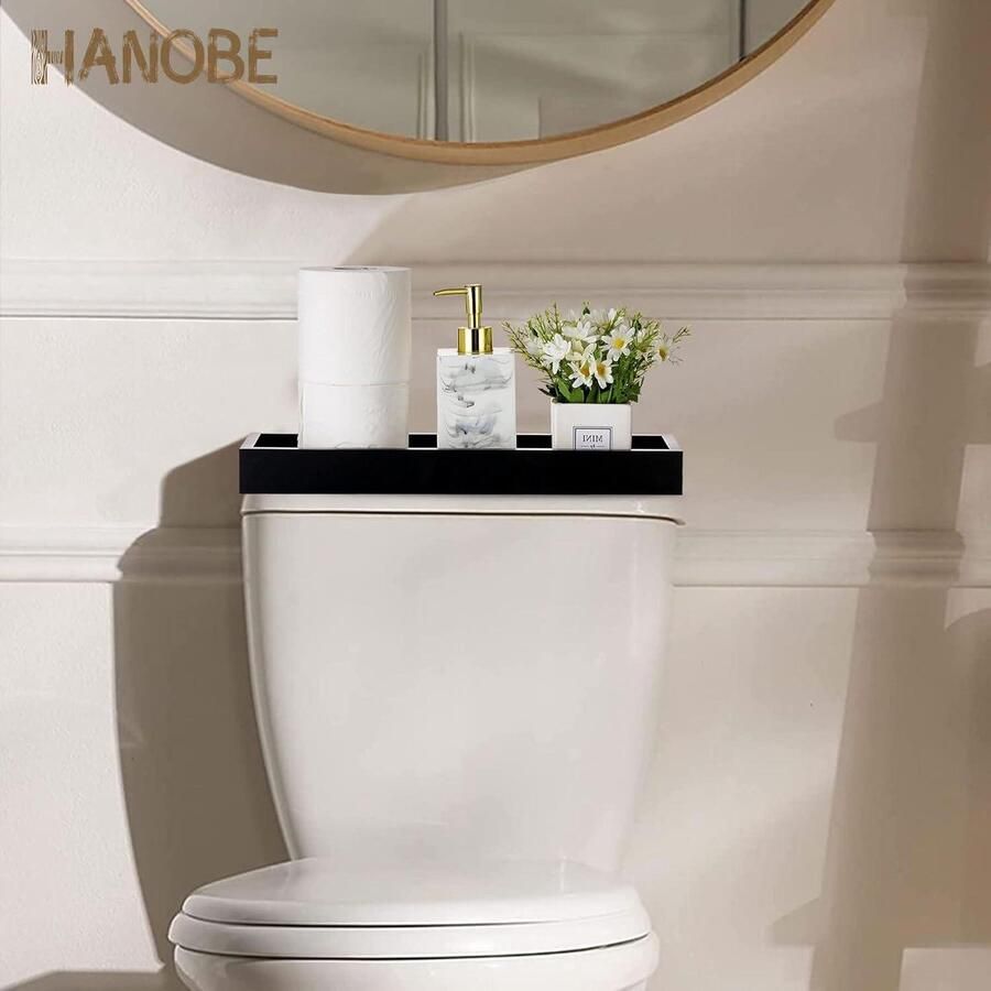 Rechthoekig decoratief dienblad voor kaarsen zwart middelpunt decoratie woondecor eettafel koffiebar lang smal design