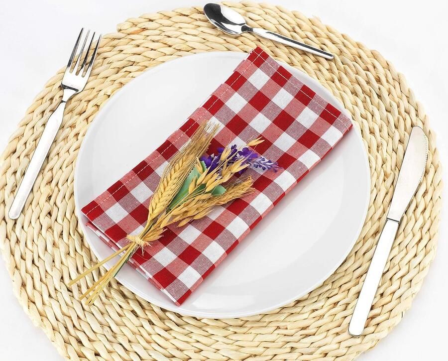Rechthoekig geruit tafelkleed voor binnen en buiten maten rood