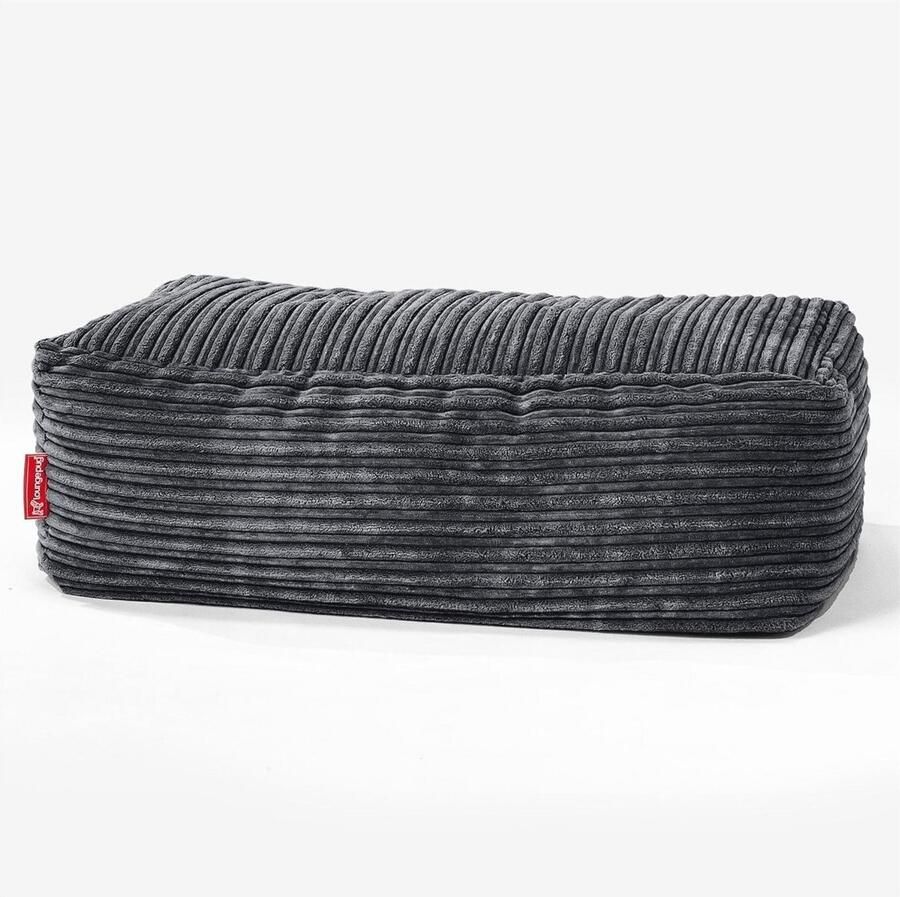 Rechthoekig Grote Voetenbank Poef Zitzak van Corduroy in Zwart voor Modern Interieur