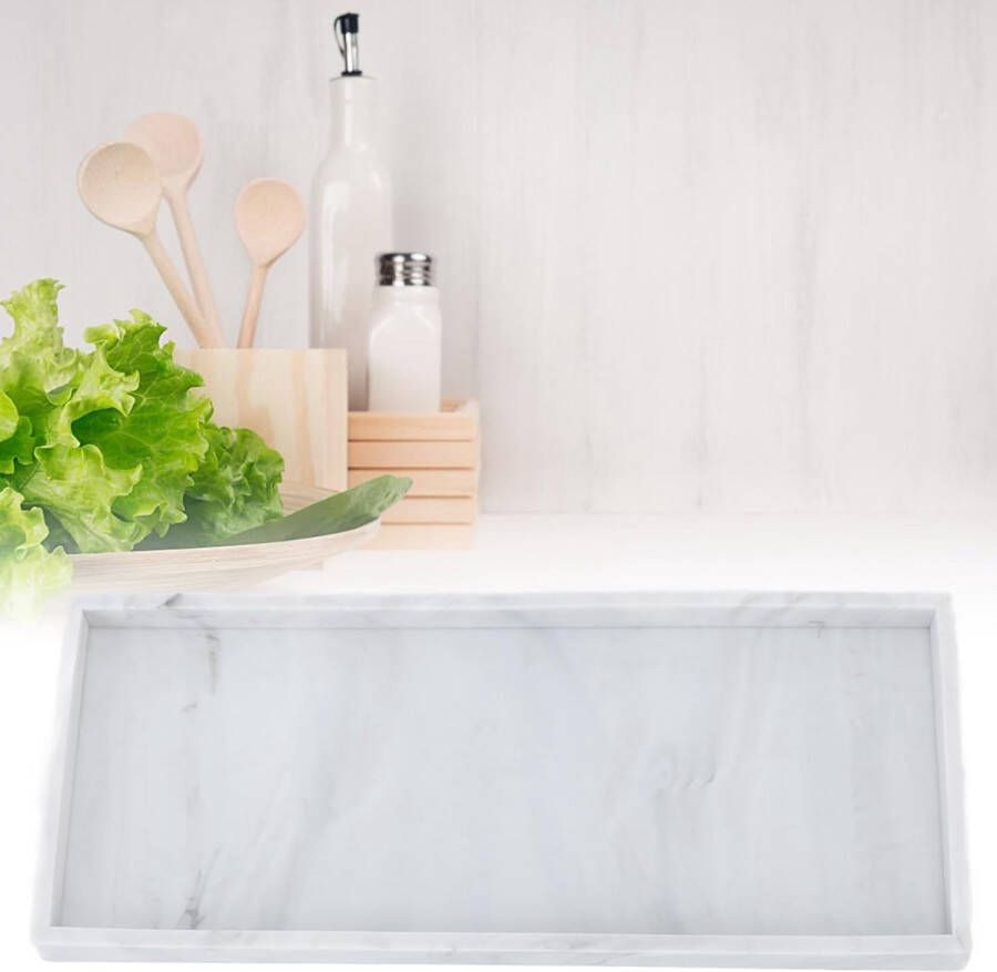 Rechthoekig Ijdelheid Dienblad Siliconen Keuken Sorteerbord Dienblad Onbreekbaar Badkamer Dienblad Cosmetica Organizer voor Kaptafel met Marmeren kleur