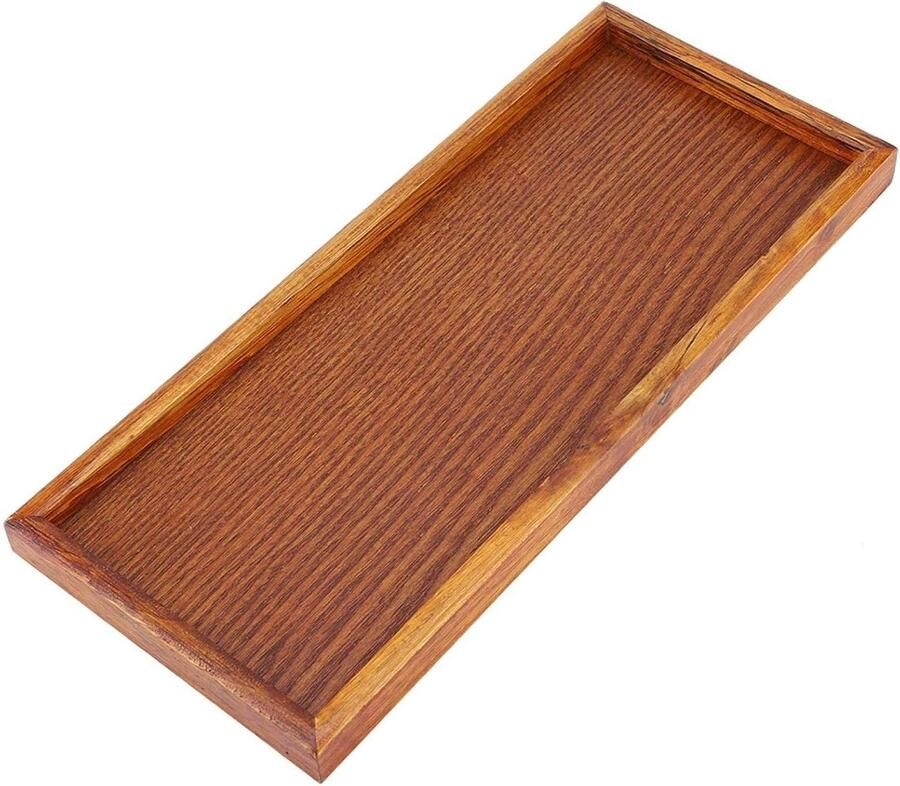 Rechthoekig natuurlijk bamboe dienblad moderne bamboe lade voor salontafel 35 x 15 cm