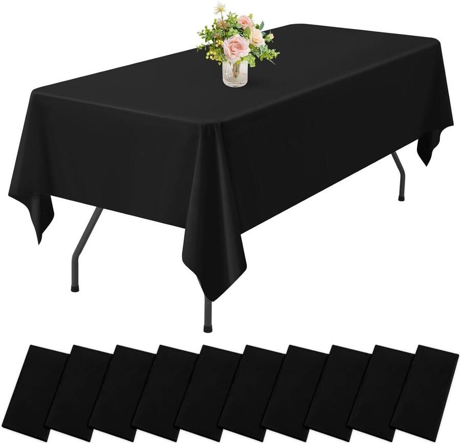 Rechthoekig plastic tafelkleed zwart set van 10 54 x 108