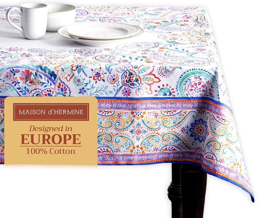 Rechthoekig Tafelkleed 100% Katoen 1 stuk Geel