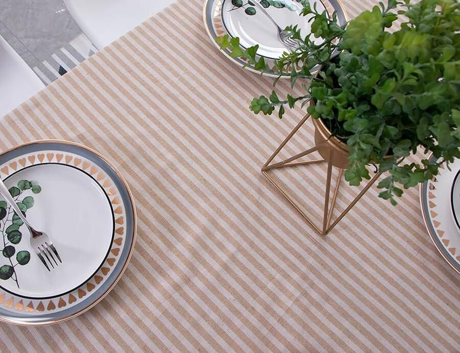 Rechthoekig tafelkleed afwasbaar en oliebestendig 1 stuk wit katoen