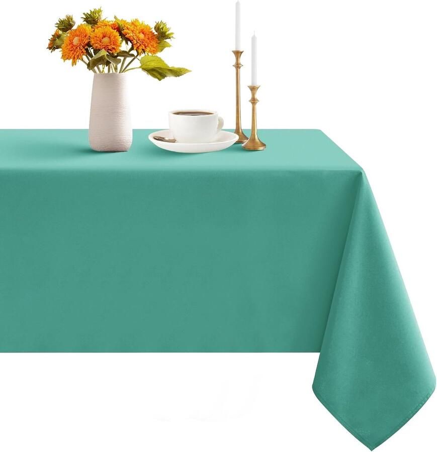 Rechthoekig Tafelkleed Afwasbaar en Waterafstotend 140 x 240 cm Turquoise-Petrol