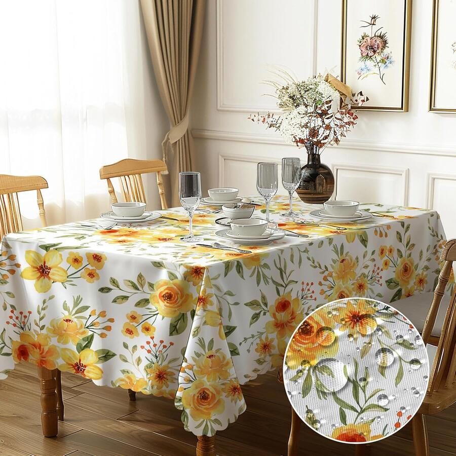 Rechthoekig Tafelkleed Bloemenpatroon 1 stuk 152 x 220 cm Polyester