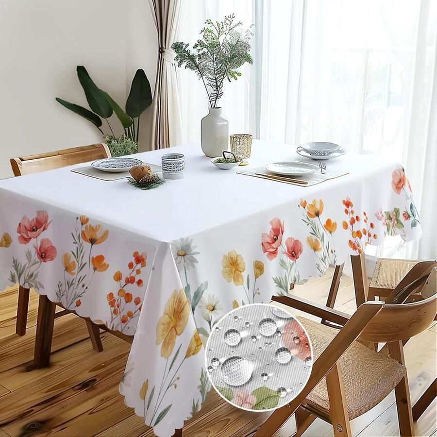 Rechthoekig tafelkleed bloemenpatroon 110x140 cm polyester