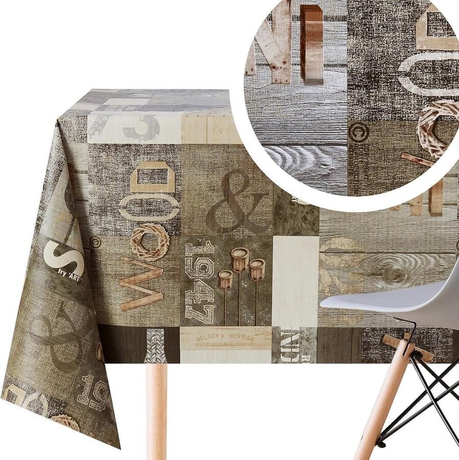 Rechthoekig Tafelkleed Waterdicht en Afwasbaar 1 stuk Bruin Beige PVC 300 x 140 cm