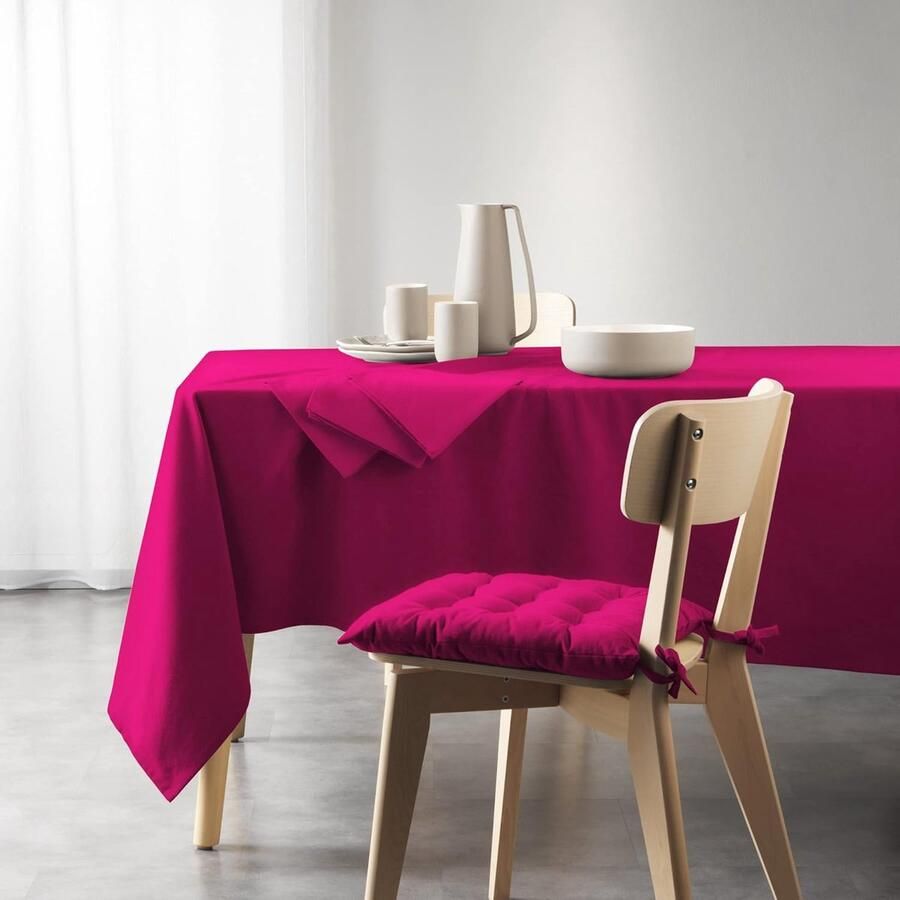Rechthoekig tafelkleed gerecycled katoen 1 stuk fuchsia 140 x 240 cm
