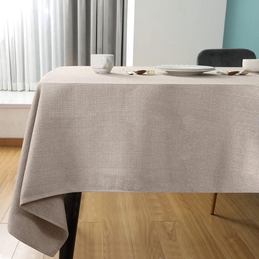 Rechthoekig tafelkleed linnenlook waterdicht wasbaar