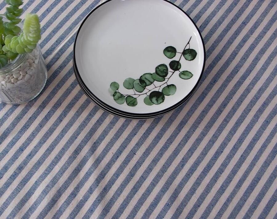 Rechthoekig tafelkleed met linnenlook afwasbaar en oliebestendig wit