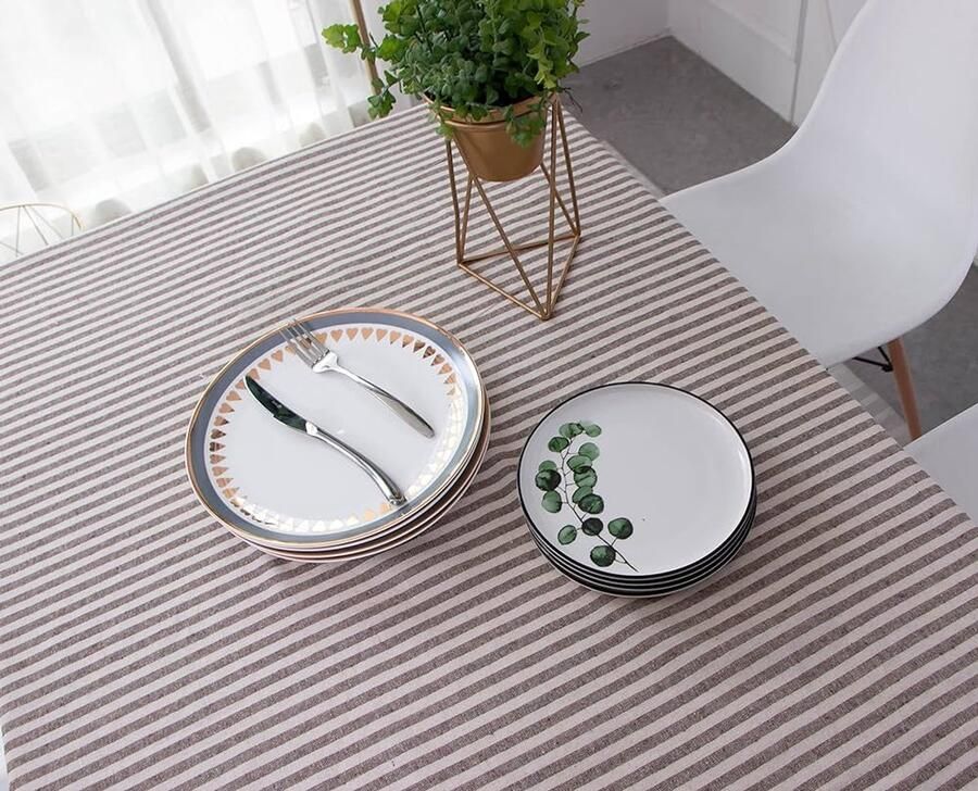 Rechthoekig tafelkleed met linnenlook bruin afwasbaar