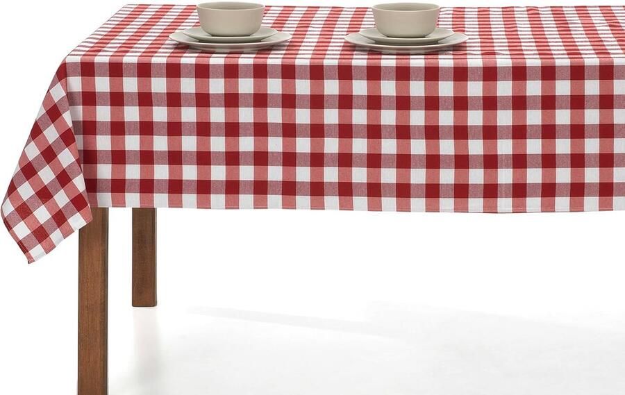 Rechthoekig tafelkleed Vichy-geruit wasbaar en ideaal voor binnen en buiten 140 x 100 cm rood