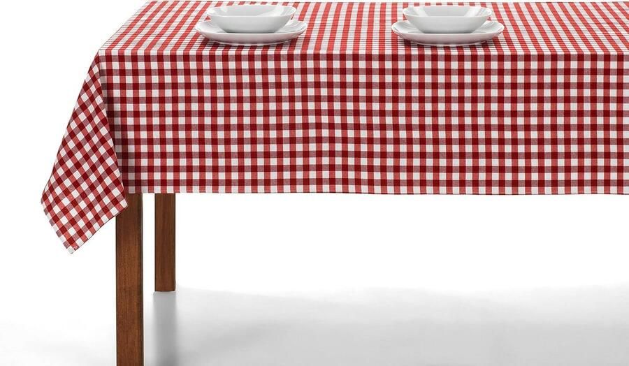 Rechthoekig tafelkleed Vichy-ruit ideaal voor binnen en buiten 1 stuk rood 140 x 250 cm