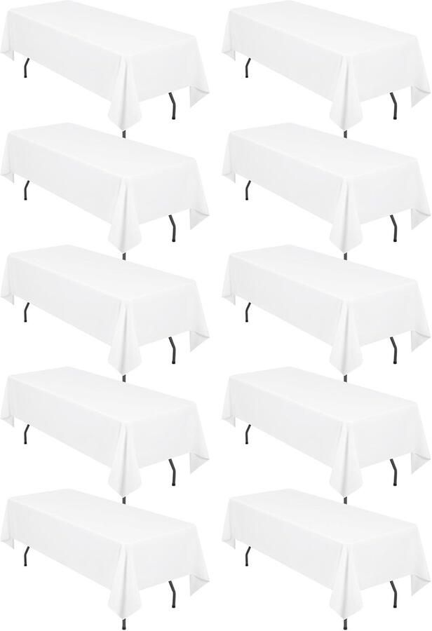 Rechthoekig Tafelkleed Vlek- en Kreukbestendig 10 Stuks Wit Polyester 152 x 259 cm