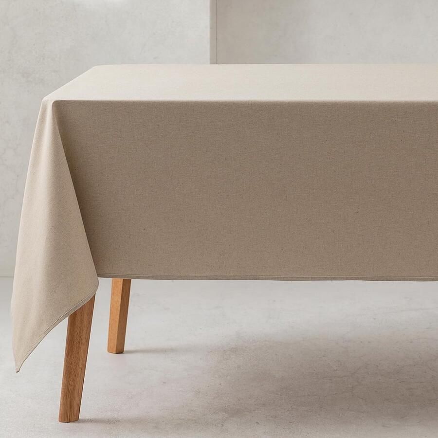 Rechthoekig tafelkleed vlekafstotend 1 stuk steenkleurig 140 x 100 cm biologisch katoen