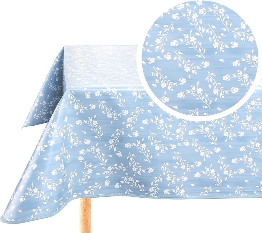 Rechthoekig Tafelzeil PVC Blauw Grijs 140cm x 200cm