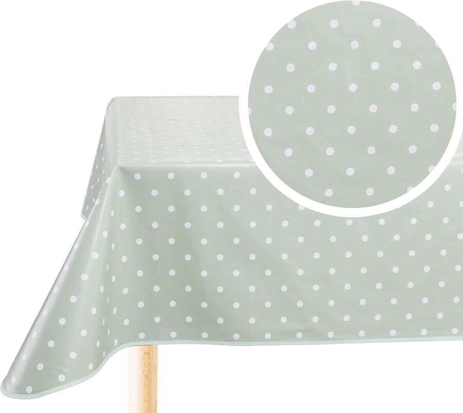 Rechthoekig Tafelzeil PVC Geschikt voor binnen en buiten 1 stuk Salie Groen 140cm x 200cm