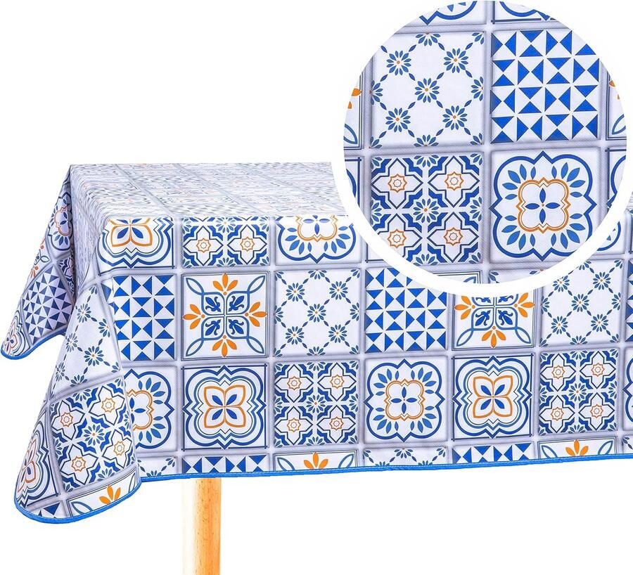 Rechthoekig Tafelzeil Veeg Schoon Tafelkleed 1 stuk Blauw PVC 140cm x 180cm