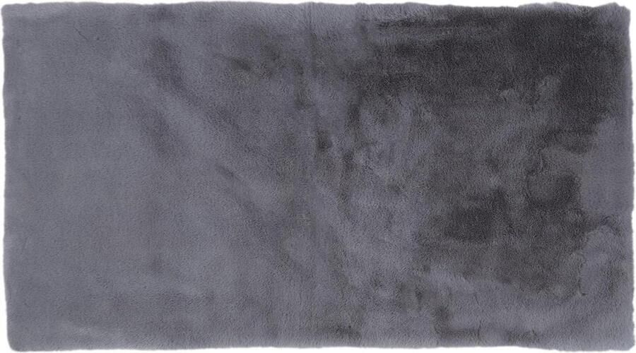 Rechthoekig tapijt imitatiebont dun grijs 60 x 110 cm hoogpolig