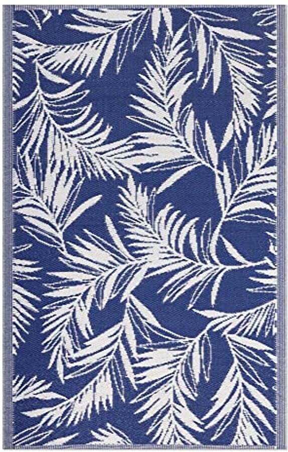 Rechthoekig tuintapijt met palmpatroon Buitenkleed 120 x 180 cm voor tuin balkon en binnenshuis Groen