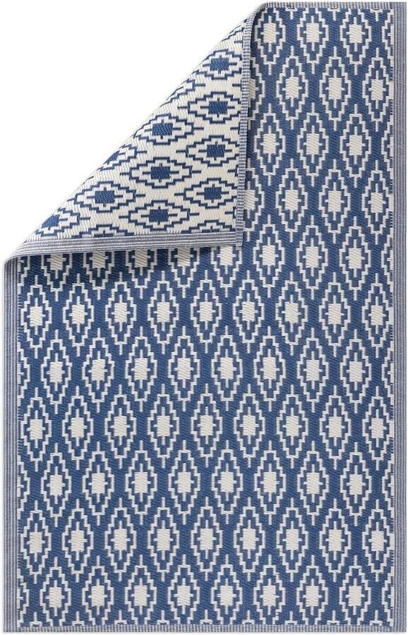 Rechthoekig tuintapijt met patroon Buitenkleed 120 x 180 cm Blauw Tuin en balkon design met waarheidsgetrouwe uitstraling Tuintapijt