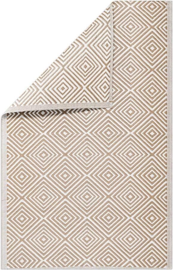 Rechthoekig tuintapijt met patroon Buitenkleed 120 x 180 cm Lichtbruin Voor tuin en balkon Tuintapijt