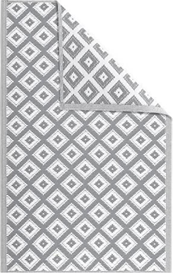 Rechthoekig tuintapijt met patroon Buitenkleed 120 x 180 cm voor tuin en balkon Grijs