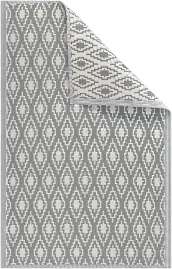 Rechthoekig tuintapijt met patroon Buitenkleed 120 x 180 cm voor tuin en balkon Lichtgrijs