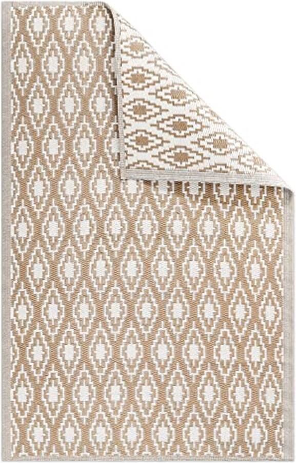 Rechthoekig tuintapijt met patroon Buitenkleed 120 x 180 cm voor tuin en balkon Taupe