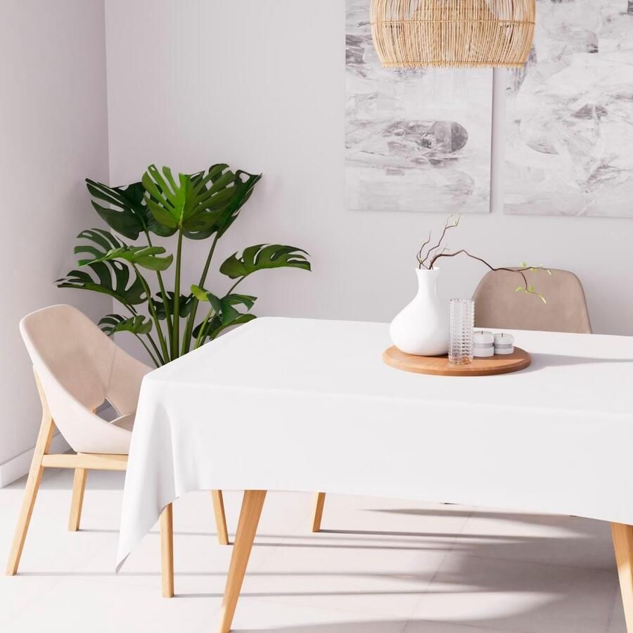 Rechthoekige Antitache Tafelkleed 140x240 cm Geschikt voor elke tafel Wit Polyester