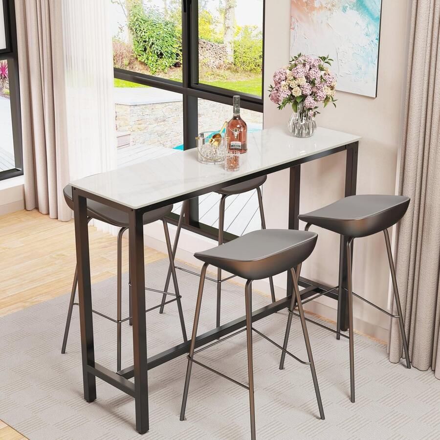 Rechthoekige bartafel met gesinterde steen 120 cm cocktailtafel voor keuken en kantoor