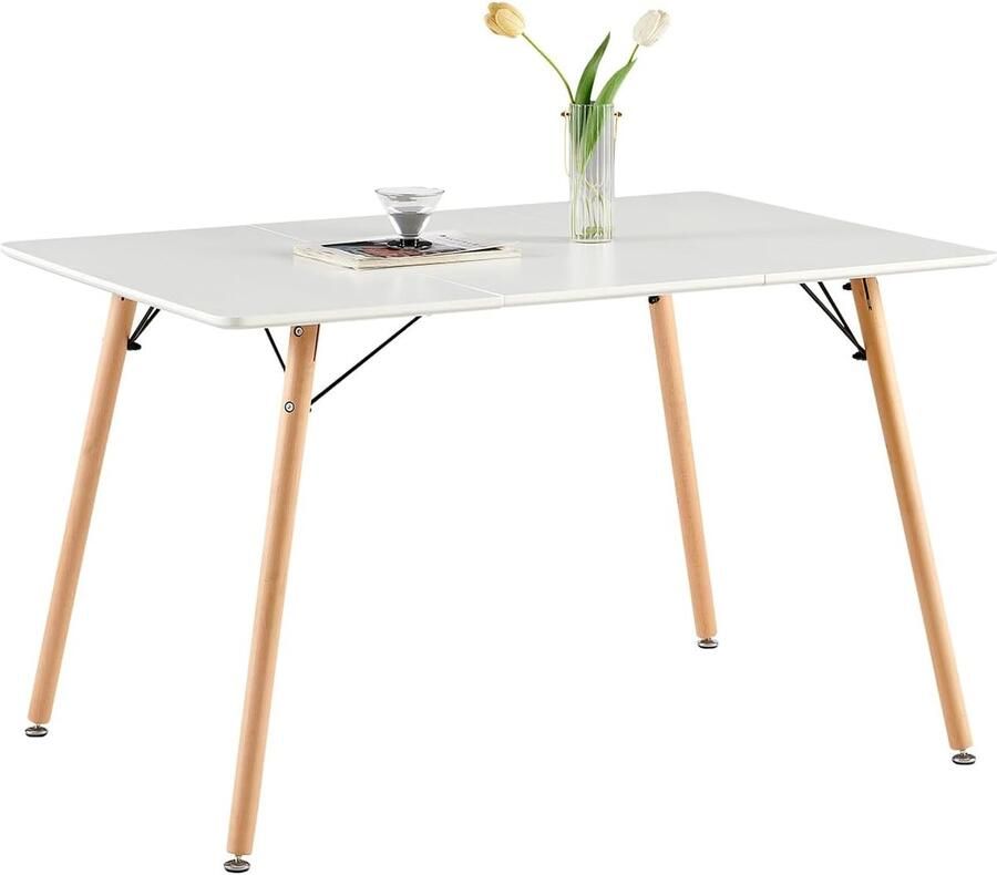 Rechthoekige eettafel keukentafel wit beukenhout 120 x 80 cm