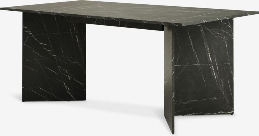 Rechthoekige Eettafel met Marmerlook – 180 x 90 cm Zwart & Marmerdesign