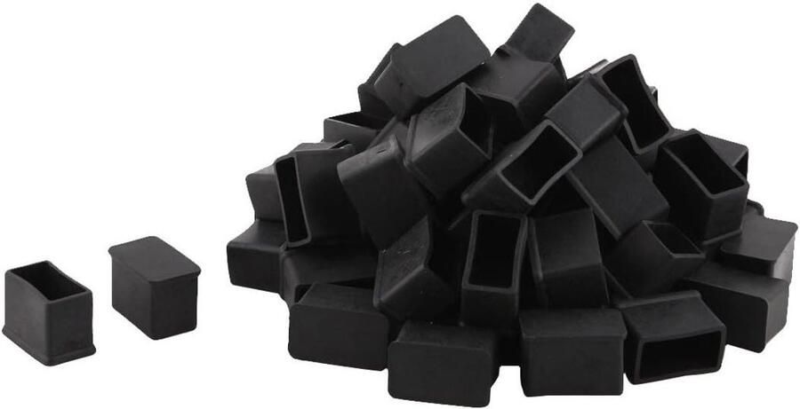 Rechthoekige meubelstoelbeen voet Covers 15 x 30mm 60 stuks Zwart Set van rechthoekige caps geschikt voor tafel- en stoelpoten