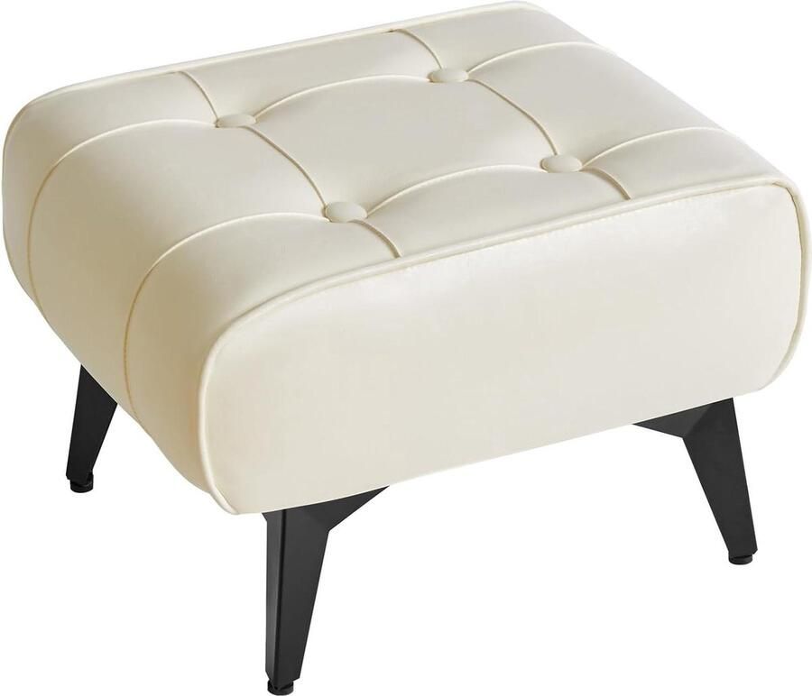 Rechthoekige Ottomaanse Voetenbank Stabiele Houten Poten 1 stuk Wit Hout